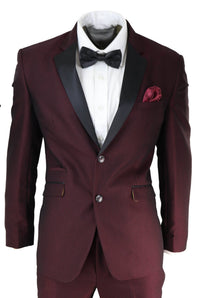 Traje de esmoquin para hombre color vino