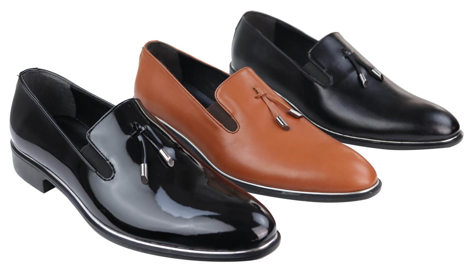 Zapatos sin cordones para hombre con borlas y detalles metálicos