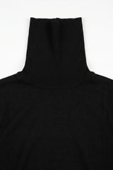 Jersey de cuello alto negro para hombre, de suave mezcla de viscosa, manga larga, de punto.
