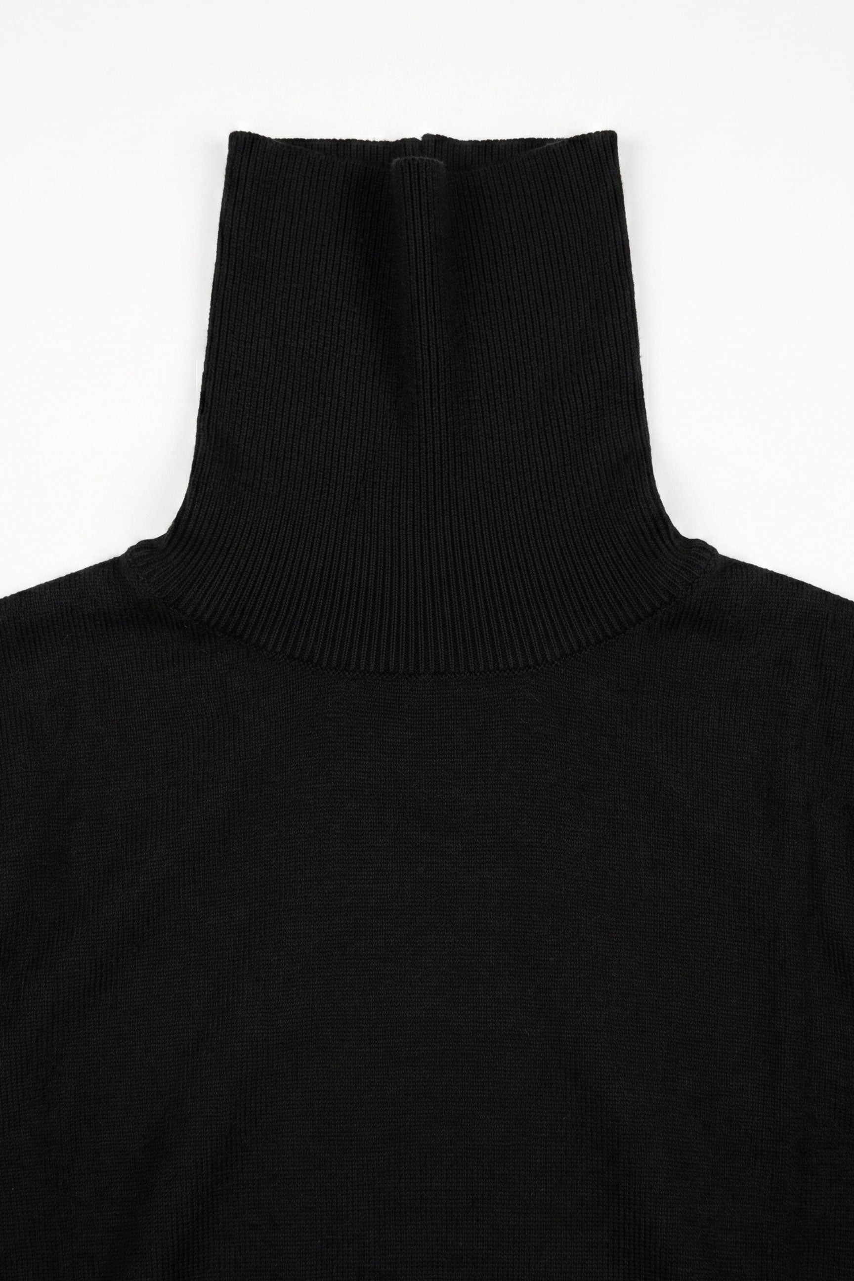 Jersey de cuello alto negro para hombre, de suave mezcla de viscosa, manga larga, de punto.