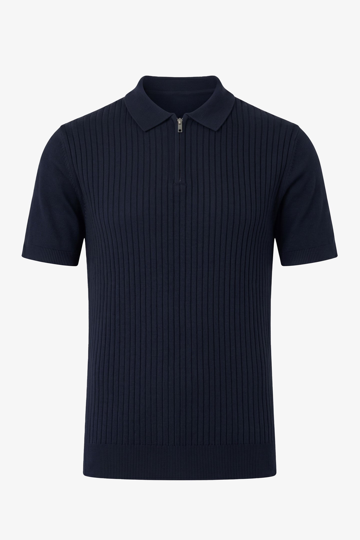 Polo azul marino de punto con cremallera para hombre