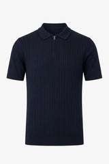 Polo azul marino de punto con cremallera para hombre