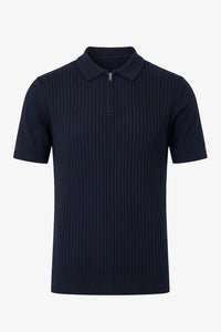Polo azul marino de punto con cremallera para hombre