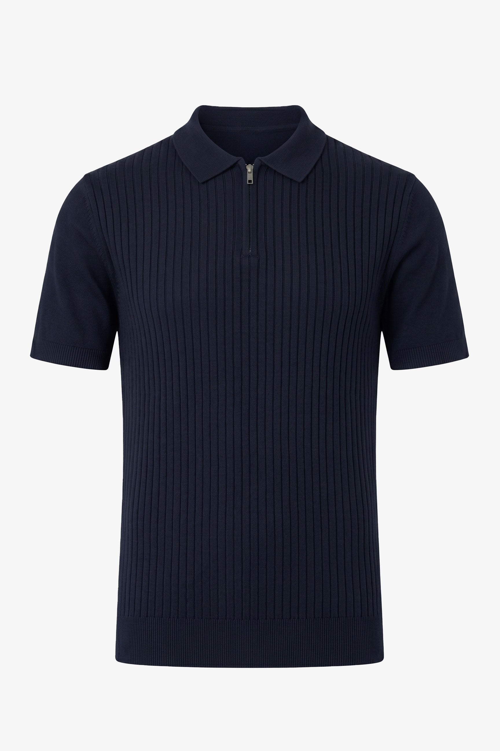 Polo azul marino de punto con cremallera para hombre
