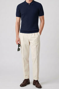 Polo azul marino de punto con cremallera para hombre