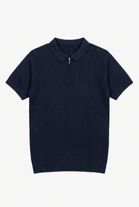 Polo azul marino de punto con cremallera para hombre
