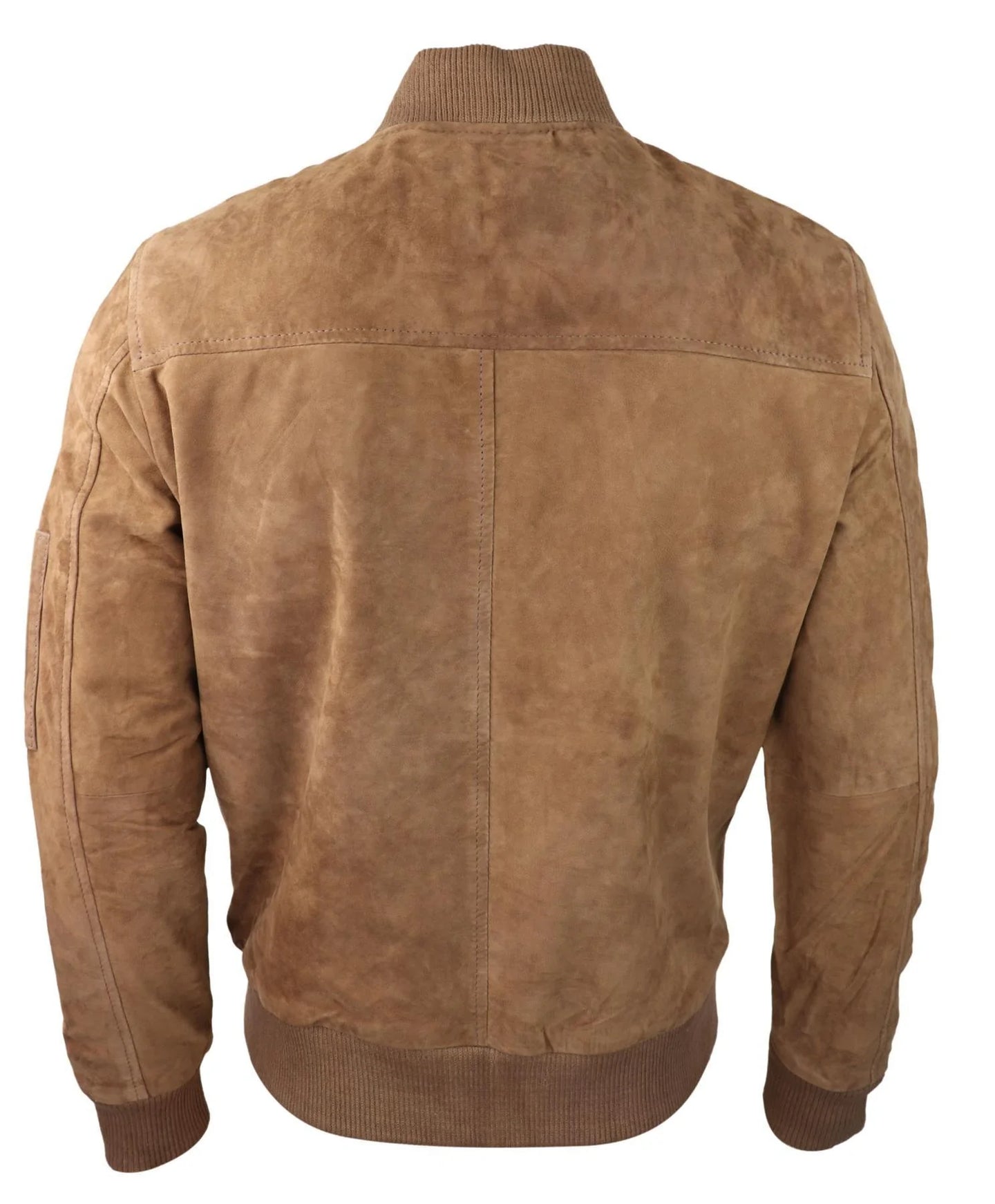 Chaqueta bomber de ante auténtico para hombre, de cuero, estilo casual universitario vintage, elegante e informal, color marrón.