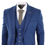 Traje de tres piezas Cavani Orson de sarga azul