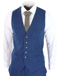 Traje de tres piezas Cavani Orson de sarga azul