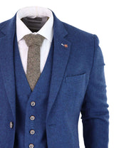 Traje de tres piezas Cavani Orson de sarga azul