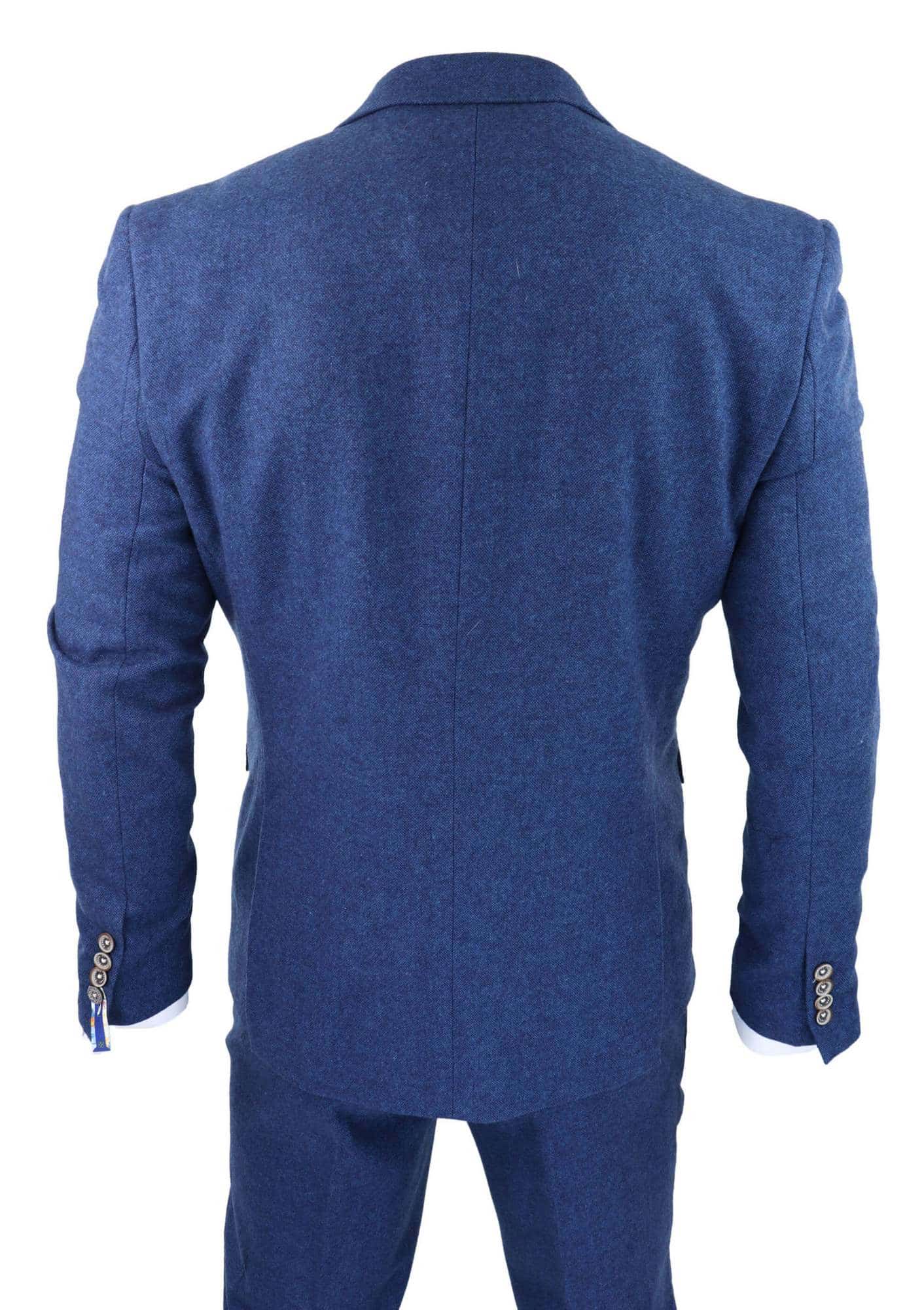 Traje de tres piezas Cavani Orson de sarga azul