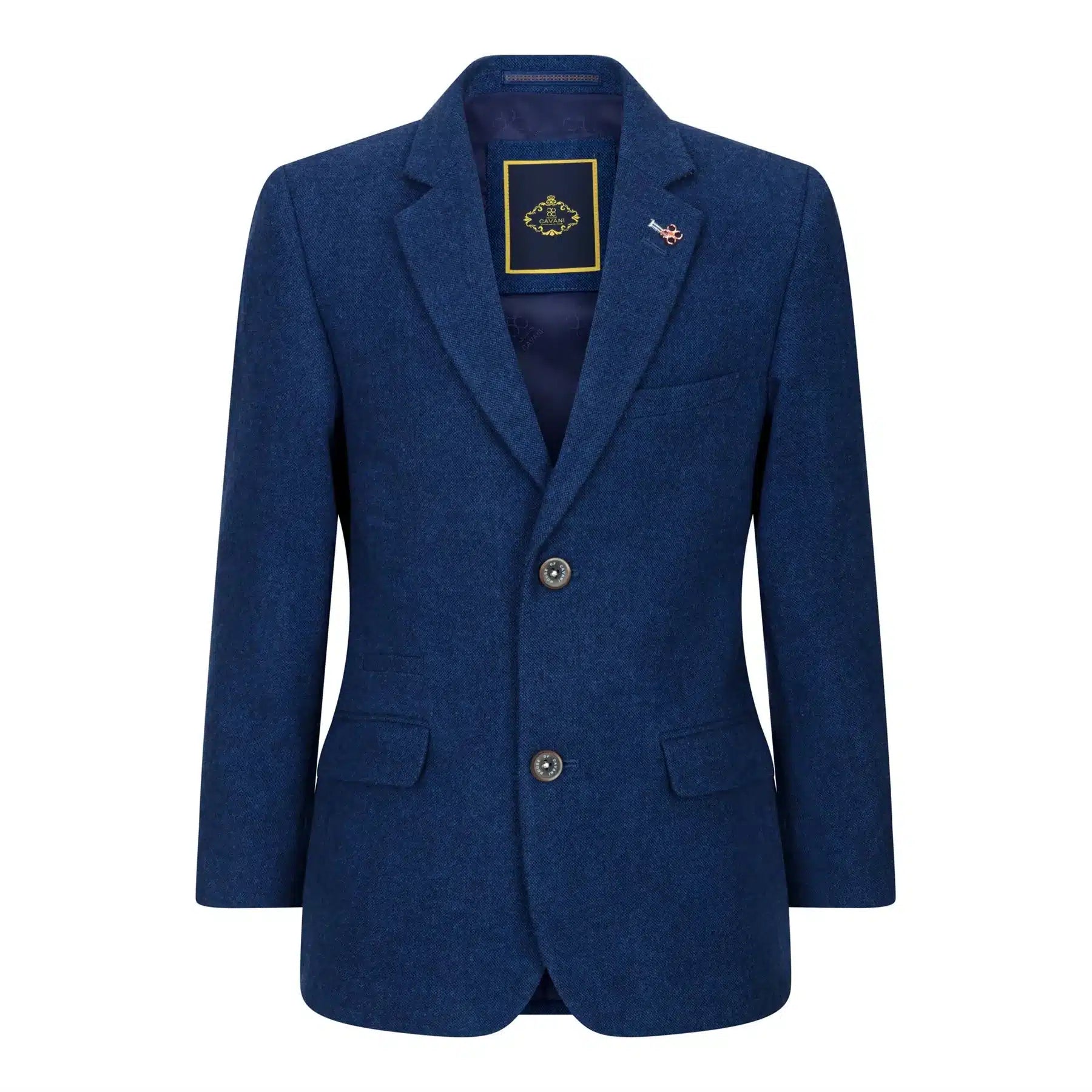 Traje de lana de 3 piezas para niño, tweed azul, estilo vintage de los años 20, chaleco clásico de 4 bolsillos.