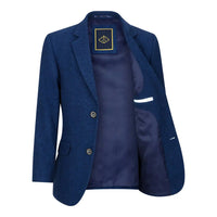 Traje de lana de 3 piezas para niño, tweed azul, estilo vintage de los años 20, chaleco clásico de 4 bolsillos.