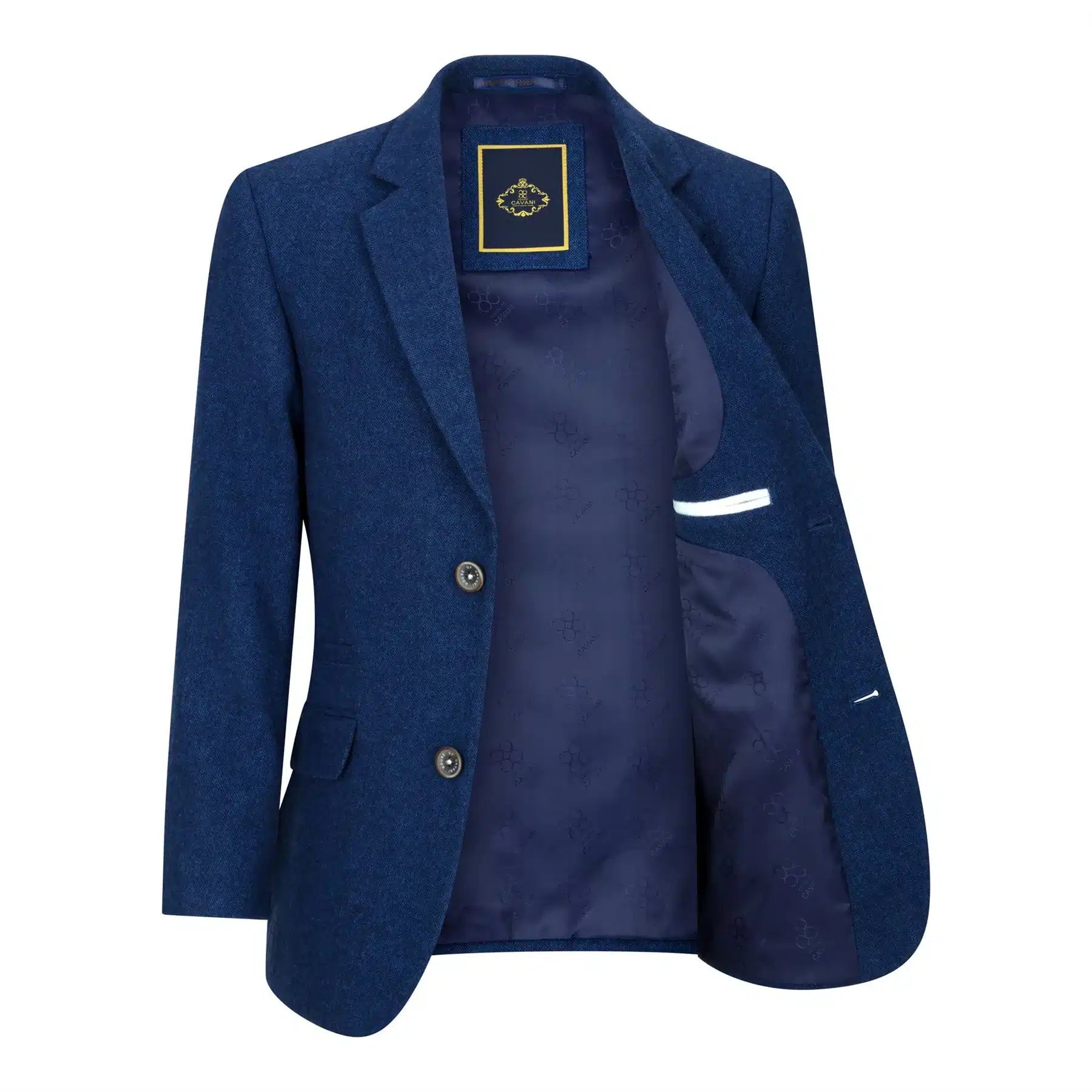 Traje de lana de 3 piezas para niño, tweed azul, estilo vintage de los años 20, chaleco clásico de 4 bolsillos.