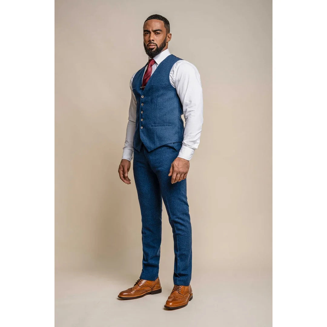 Orson - Chaleco de tweed azul para hombre