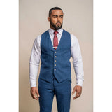 Orson - Chaleco de tweed azul para hombre