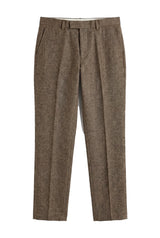Oscar - Pantalones de tweed de mezcla de lana marrón para hombre
