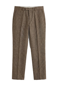 Oscar - Pantalones de tweed de mezcla de lana marrón para hombre