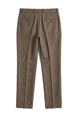 Oscar - Pantalones de tweed de mezcla de lana marrón para hombre
