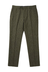 Oscar - Pantalones de tweed de mezcla de lana verde oliva para hombre