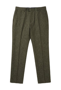 Oscar - Pantalones de tweed de mezcla de lana verde oliva para hombre