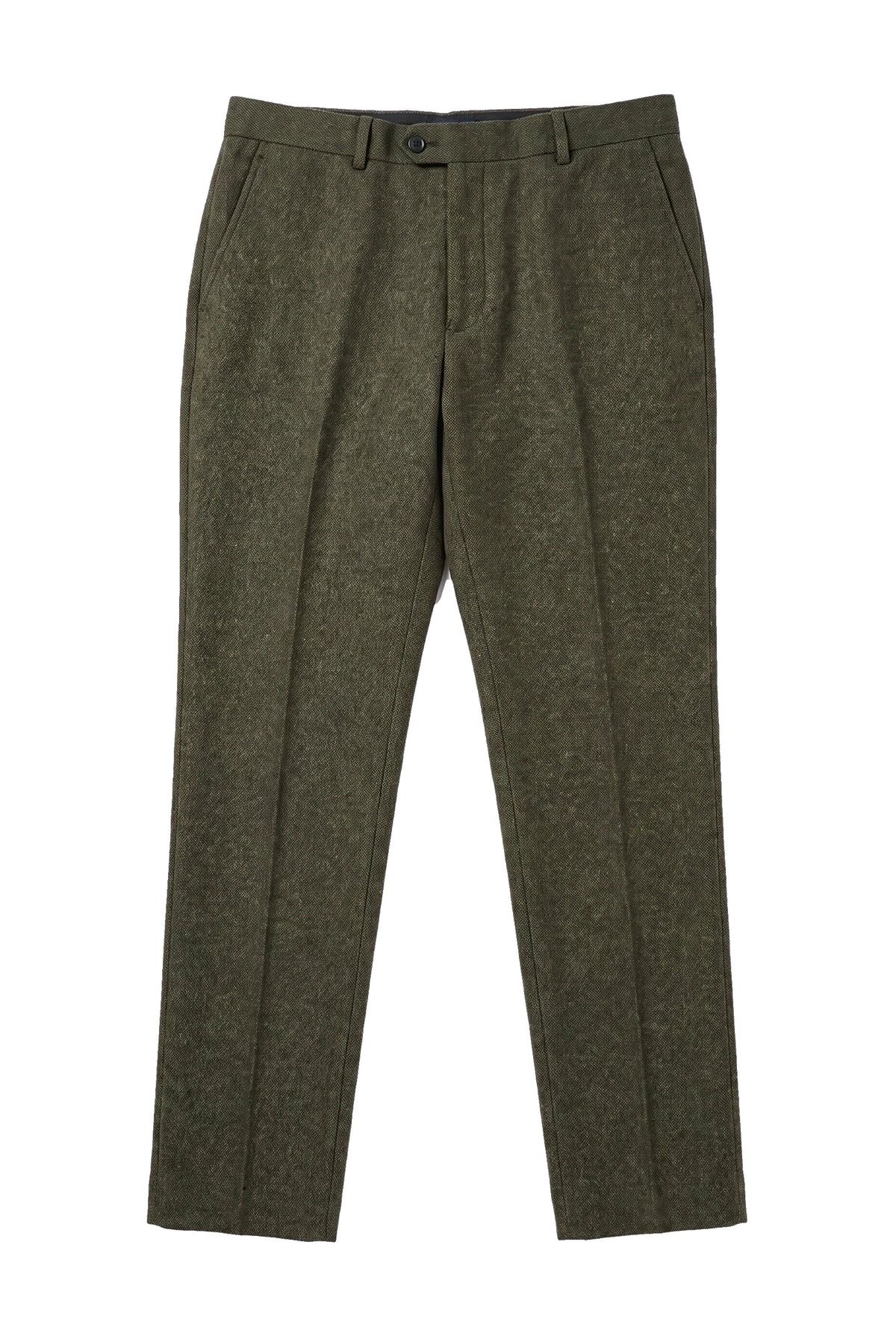 Oscar - Pantalones de tweed de mezcla de lana verde oliva para hombre
