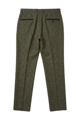 Oscar - Pantalones de tweed de mezcla de lana verde oliva para hombre