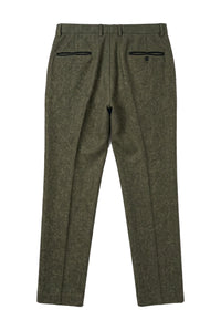 Oscar - Pantalones de tweed de mezcla de lana verde oliva para hombre