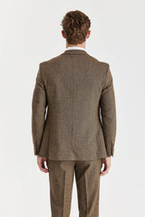 Oscar - Blazer de tweed de mezcla de lana marrón para hombre