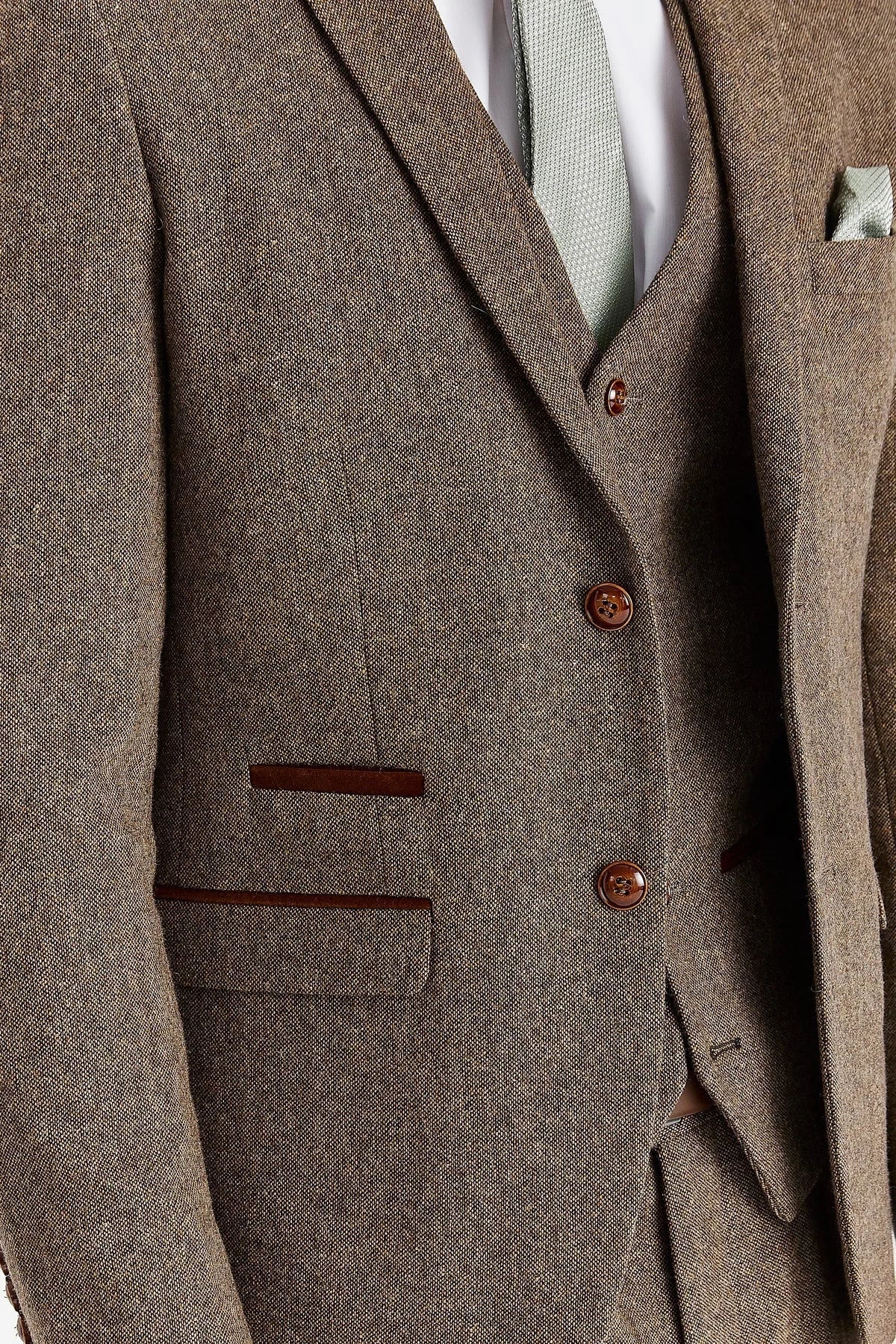 Oscar - Blazer de tweed de mezcla de lana marrón para hombre