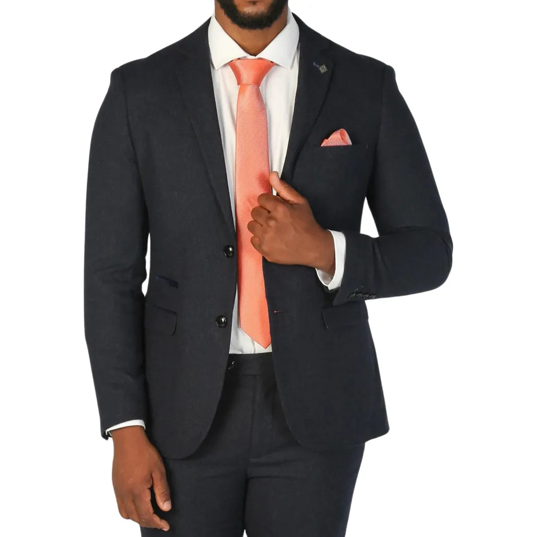Oscar - Blazer de tweed de mezcla de lana azul marino para hombre