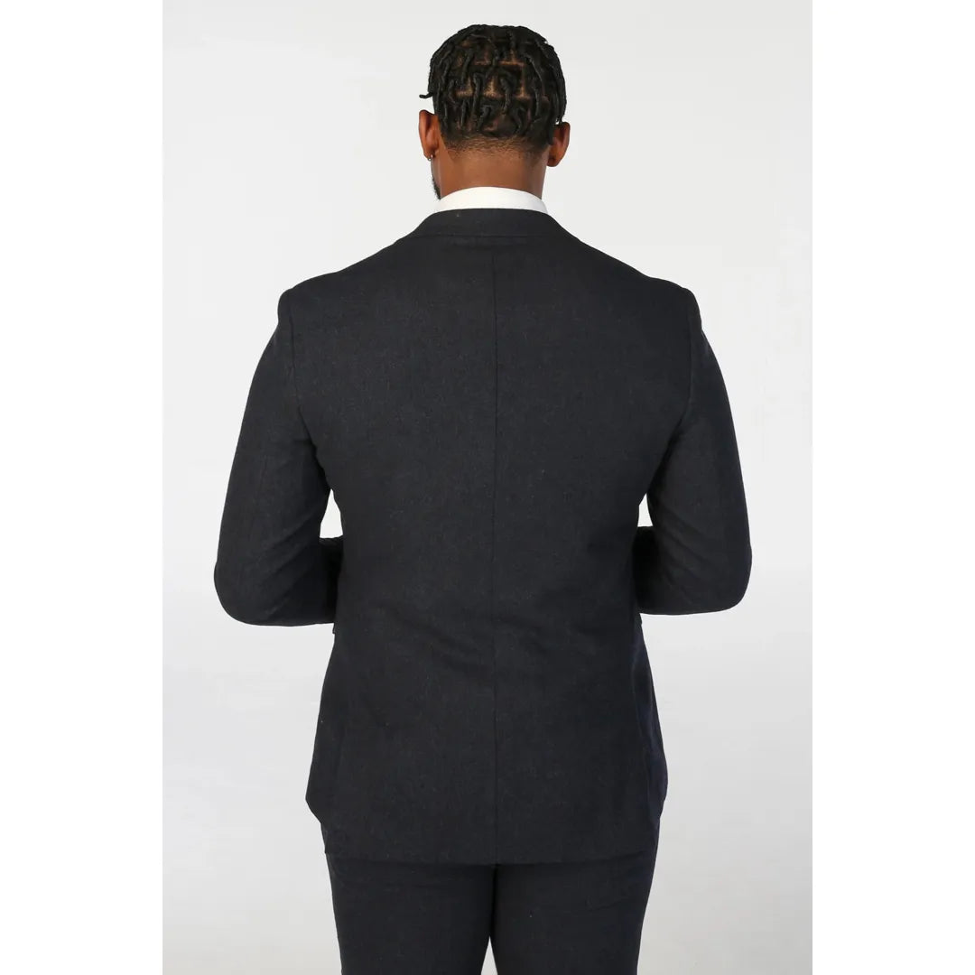 Oscar - Blazer de tweed de mezcla de lana azul marino para hombre