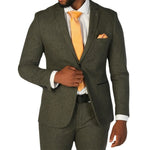 Oscar - Blazer de tweed de mezcla de lana verde oliva para hombre