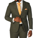 Oscar - Blazer de tweed de mezcla de lana verde oliva para hombre
