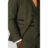 Oscar - Blazer de tweed de mezcla de lana verde oliva para hombre