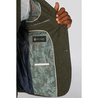 Oscar - Blazer de tweed de mezcla de lana verde oliva para hombre