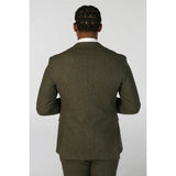 Oscar - Blazer de tweed de mezcla de lana verde oliva para hombre