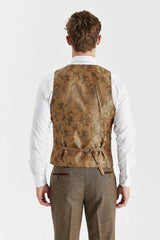 Oscar - Traje de hombre de 3 piezas de tweed de mezcla de lana marrón