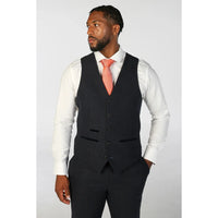 Oscar - Traje de hombre de 3 piezas de tweed de mezcla de lana azul marino