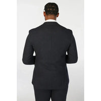 Oscar - Traje de hombre de 3 piezas de tweed de mezcla de lana azul marino