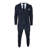 Oscar - Traje de hombre de 3 piezas de tweed de mezcla de lana azul marino