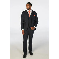 Oscar - Traje de hombre de 3 piezas de tweed de mezcla de lana azul marino