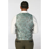 Oscar - Traje de 3 piezas para hombre de mezcla de lana y tweed color verde oliva