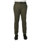 Oscar - Pantalones de tweed de mezcla de lana verde oliva para hombre