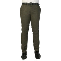 Oscar - Pantalones de tweed de mezcla de lana verde oliva para hombre