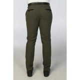 Oscar - Pantalones de tweed de mezcla de lana verde oliva para hombre