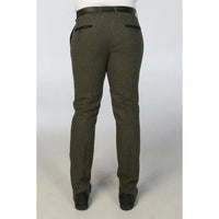 Oscar - Pantalones de tweed de mezcla de lana verde oliva para hombre