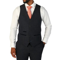 Oscar - Chaleco de tweed de mezcla de lana azul marino para hombre