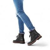 P03 Aviator - Botines de cuero negro para hombre