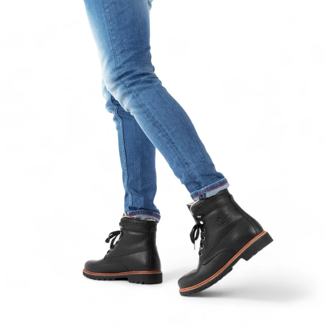 P03 Aviator - Botines de cuero negro para hombre